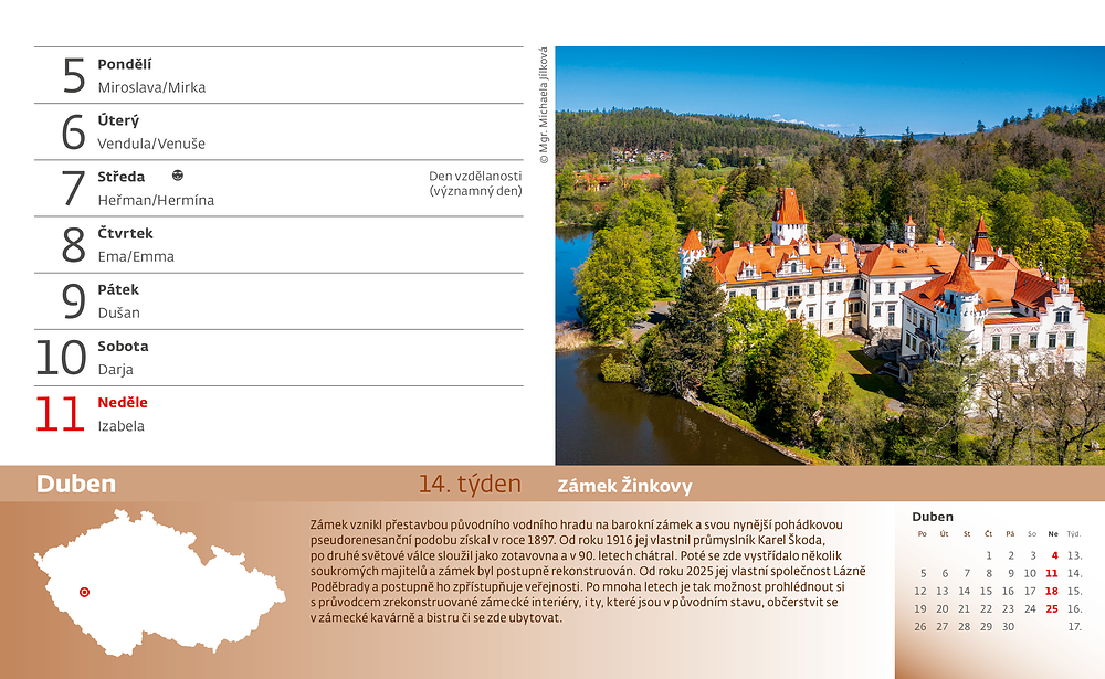 Kalendář 55 turistických nej – ukázka týdne