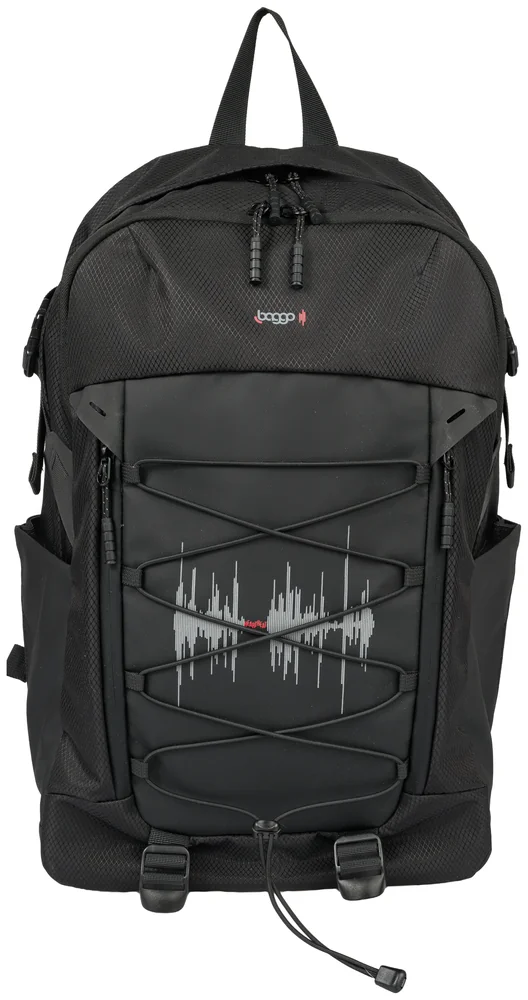 Černý městský batoh Baggo Flex Heartbeat Black