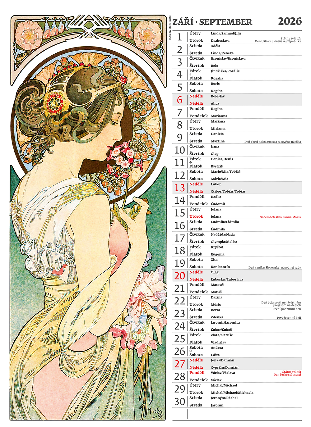 Kalendár Alfons Mucha