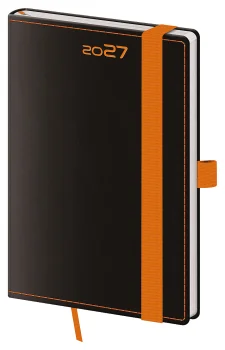 Kapesní diář A6 Black Orange s poutkem