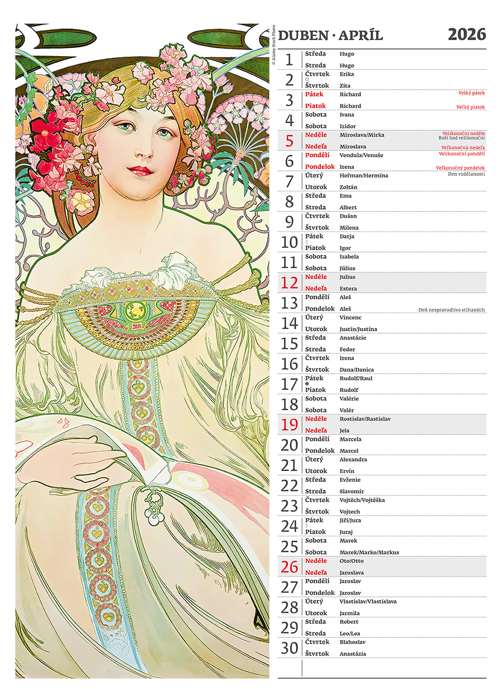 Kalendár Alfons Mucha