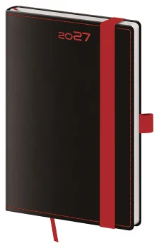 Kapesní diář A6 Black Red s poutkem