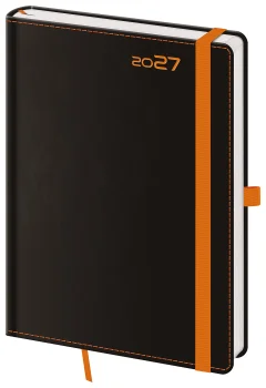 Týdenní diář A5 Black Orange s poutkem