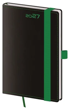 Kapesní diář A6 Black Green s poutkem