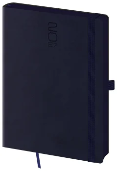Týždenný diár A5 Memory tmavo modrý s gumičkou