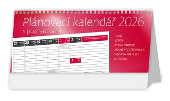 Plánovací kalendář s poznámkami