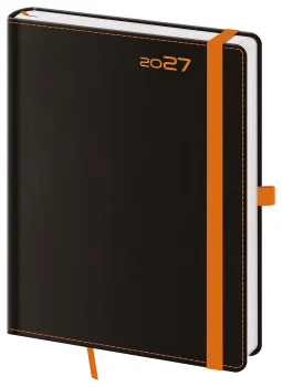 Týdenní diář B6 Black Orange s poutkem