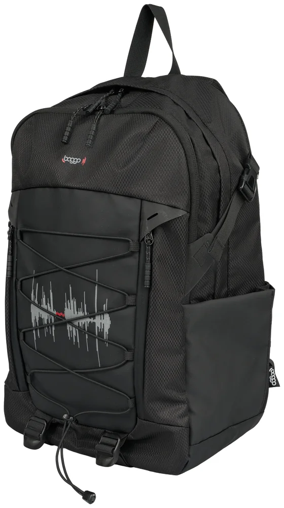 Černý městský batoh Baggo Flex Heartbeat Black
