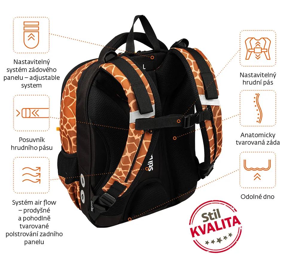 Štvordielny školsky set Junior Giraffe