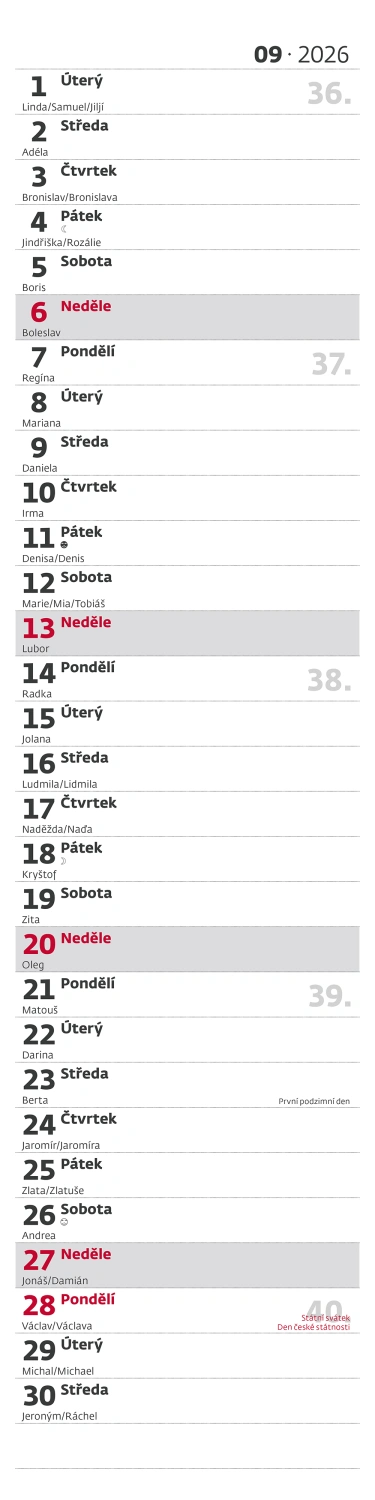 Kalendář Poznámková vázanka