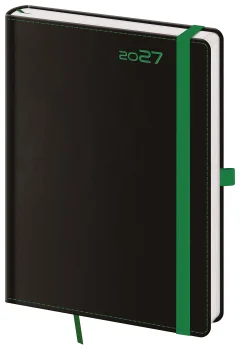 Denní diář A5 Black Green s poutkem