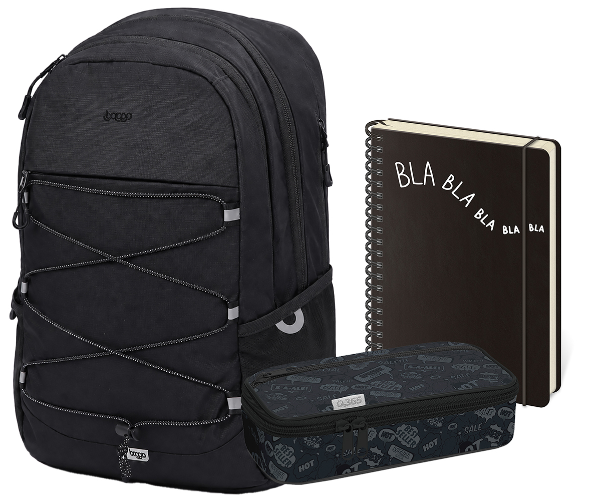 Studentský set Baggo Tweeny Black třídílný