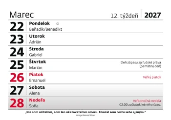 Týždenný kalendár s citátmi