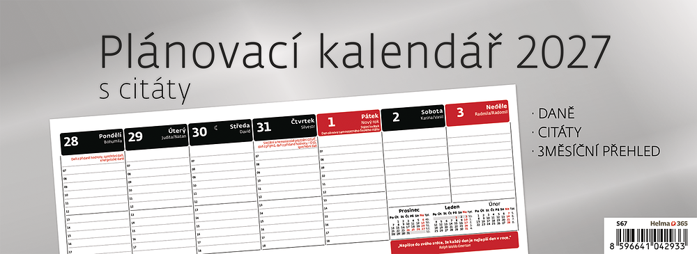 Plánovací kalendář s citáty