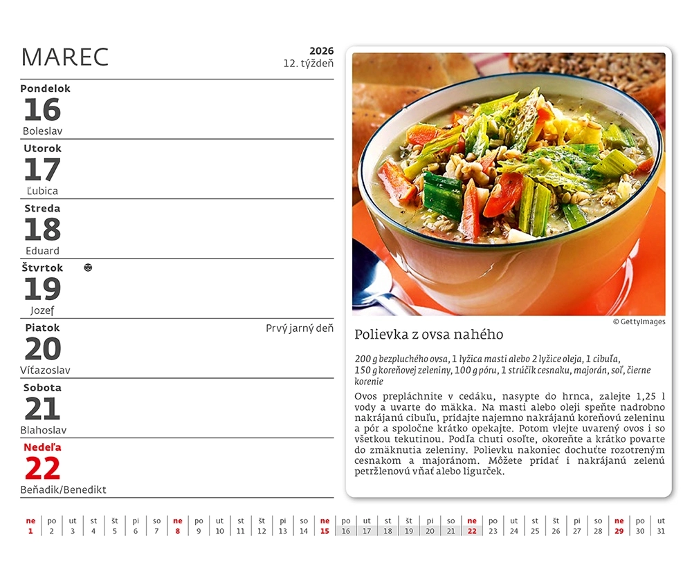 Kalendár Kuchárka pre všetkých