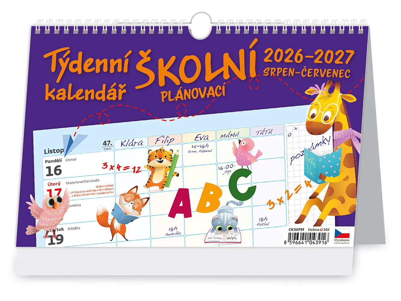 Týdenní školní plánovací kalendář