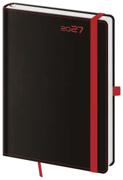Týdenní diář A5 Black Red s poutkem