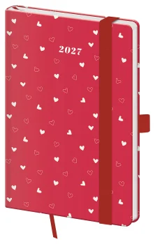 Kapesní diář A6 Vario Hearts s gumičkou