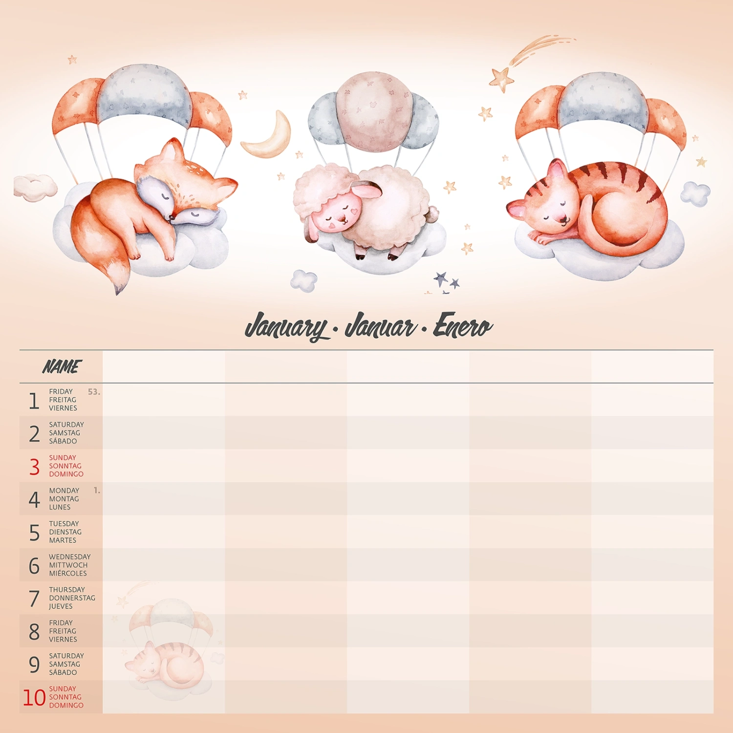 Kalendář Family Planner