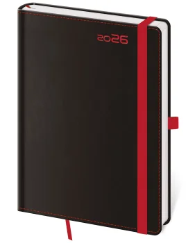 Týdenní diář B6 Black Red s poutkem