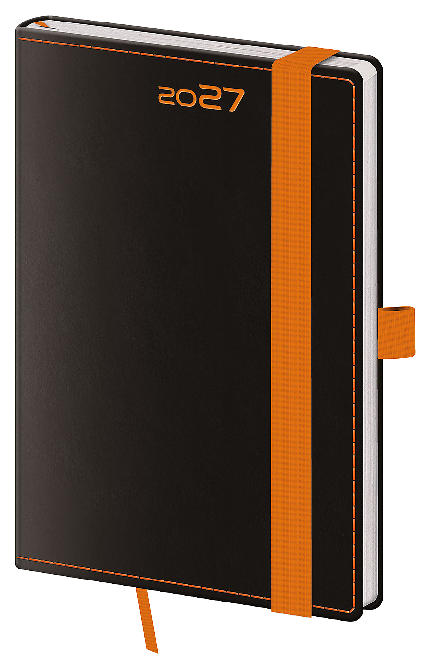 Kapesní diář A6 Black Orange s poutkem