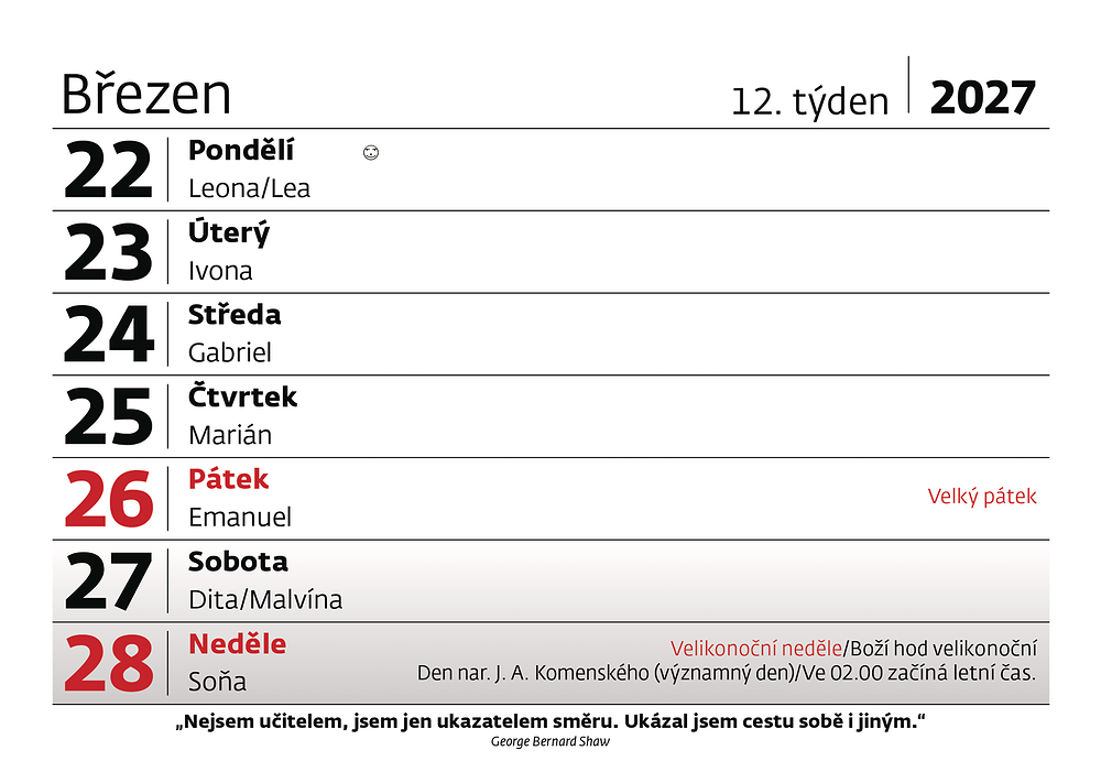 Plánovací kalendář Slunečnice