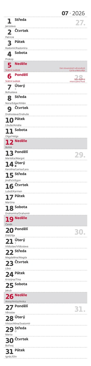 Kalendář Poznámková vázanka