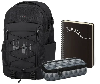Studentský set Baggo Flex Heartbeat Black třídílný