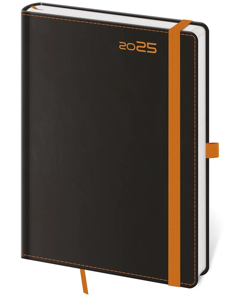 Týdenní diář A5 Black Orange s poutkem