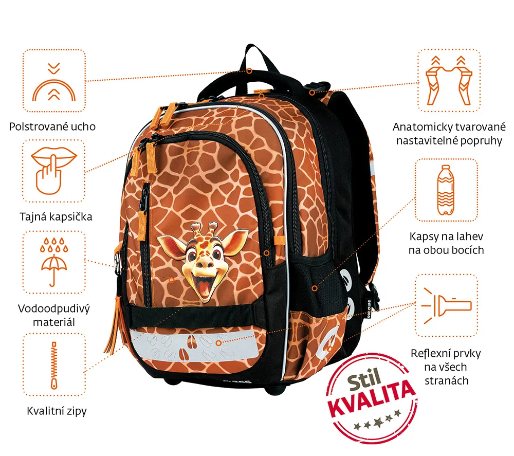 Štvordielny školsky set Junior Giraffe