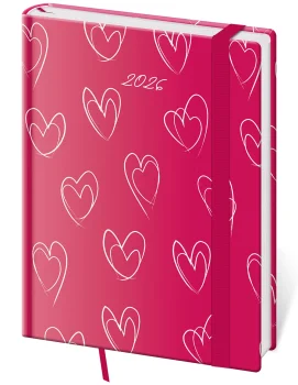 Týdenní diář B6 Vario Hearts s gumičkou