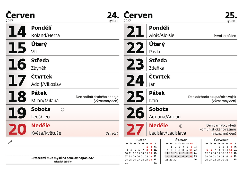 14denní kalendář s citáty
