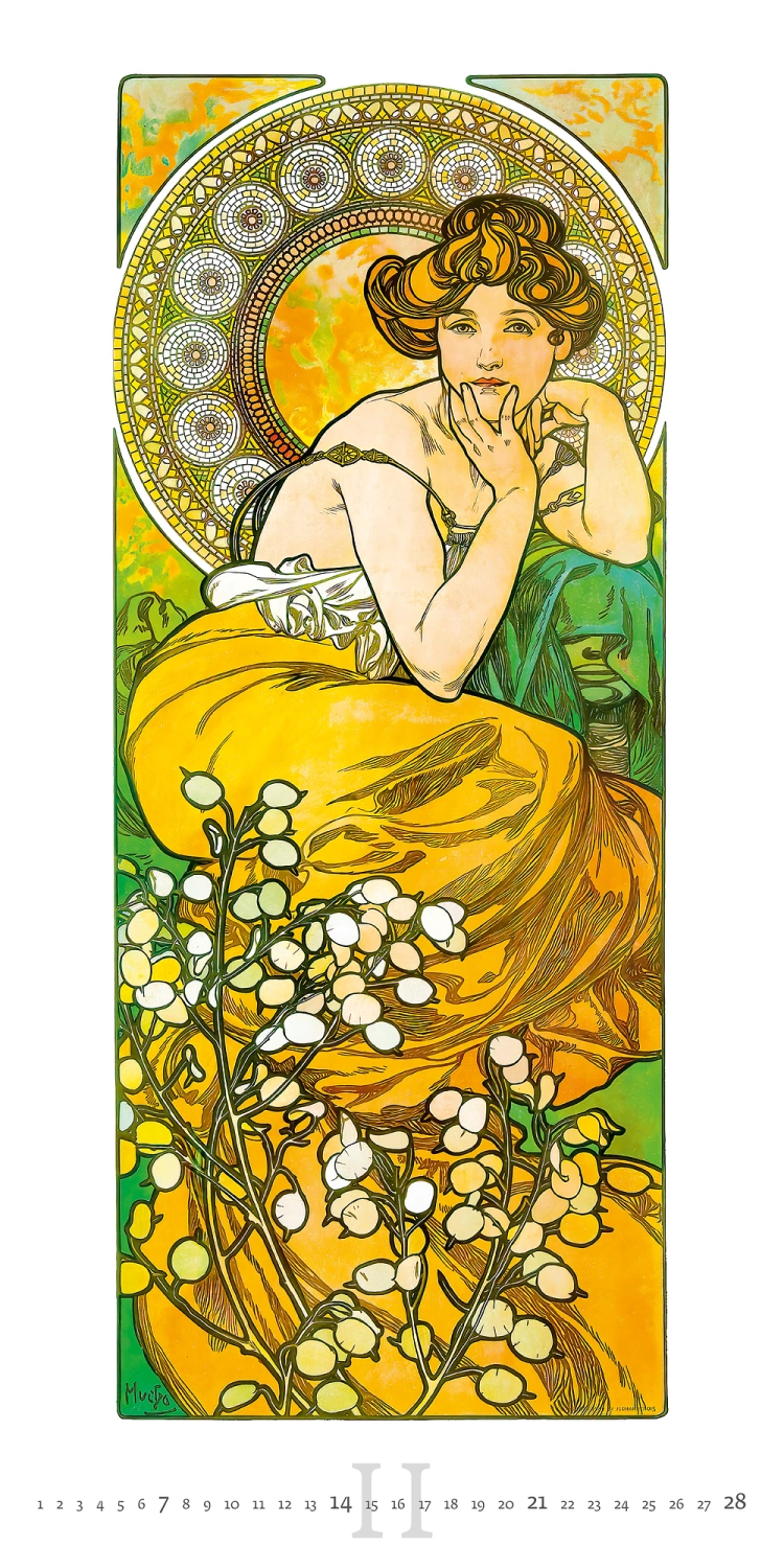 Kalendár Alfons Mucha – detail