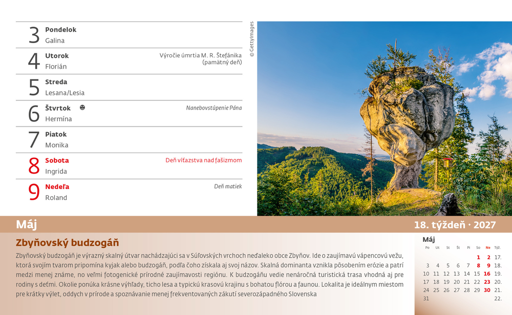 Kalendár 55 turistických NAJ Slovenska – ukážka